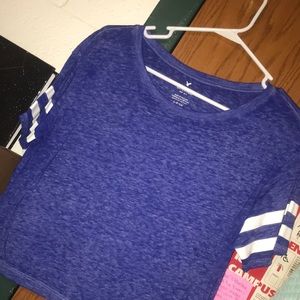 American eagle jersey solid blue crop top